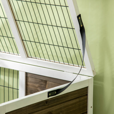 PawHut Wooden Rabbit Hutch, Guinea Pig Cage, with Removable Tray, Openable Roof 