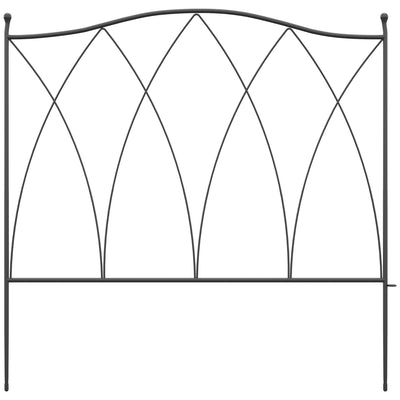 Outsunny Set of Five 61.5cm Decorative Metal Fence Panels - Black 
