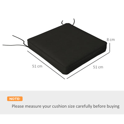Outsunny 4-Piece Seat Cushions Pillow Replacement, Patio Chair Cushions Set with Ties for Indoor Outdoor, Black 