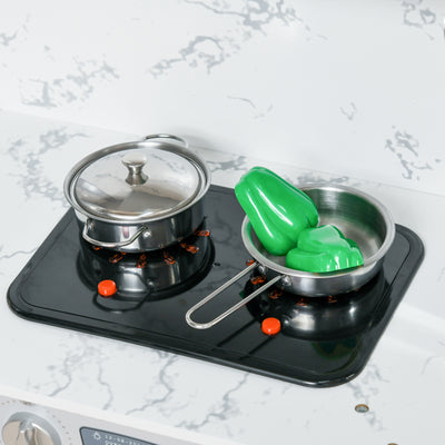 AIYAPLAY Toy Kitchen with Running Water, Lights, Sounds, Apron and Chef Hat, Water Dispenser, for Ages 3-6 Years, Grey 