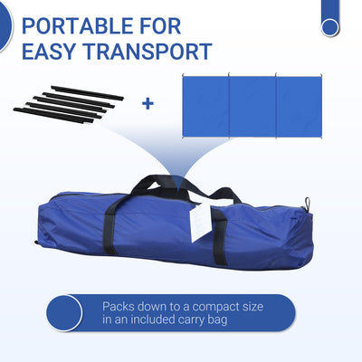 Outsunny Camping Windbreak, Foldable Portable Wind Blocker w/ Carry Bag and Steel Poles, Beach Sun Screen Shelter Privacy Wall, 450cm x 150cm 