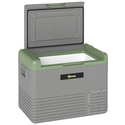 Outsunny 40L Portable Car Refrigerator - Light Green and Grey 