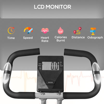 SPORTNOW Folding and Quiet Exercise Bike with 8-Level Magnetic Resistance and Heart Rate Sensor, for Home Gym, Black and Grey 