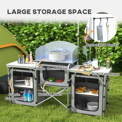 Outsunny Multi-Storage Portable Camping Kitchen, with Carry Bag 