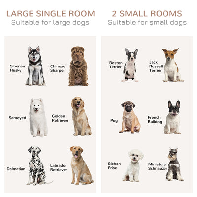 PawHut Dog Crate Furniture for Large Dogs, Double Dog Cage for Small Dogs, with Sliding Doors - Oak Tone 
