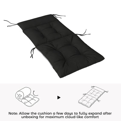 Outsunny Patio Chair Cushions Set of 4, Waterproof Non-Slip Lounge Chair Cushions, 112x53cm, Black 