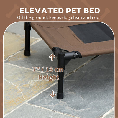 PawHut Raised Dog Bed Waterproof Elevated Pet Cot with Breathable Mesh UV Protection Canopy Coffee, for Small Dogs, 61 x 46 x 62cm 