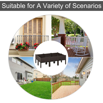 Outsunny Set of 6 26L Garden Raised Bed Elevated Patio Flower Plant Planter Box PP Vegetables Planting Container, Brown 