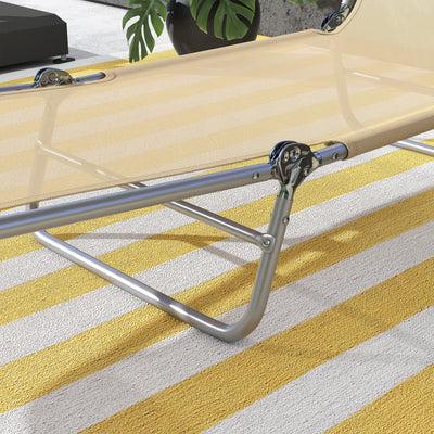 Outsunny Set of Two Steel Frame Sun Loungers, with Reclining Backs - Brown 