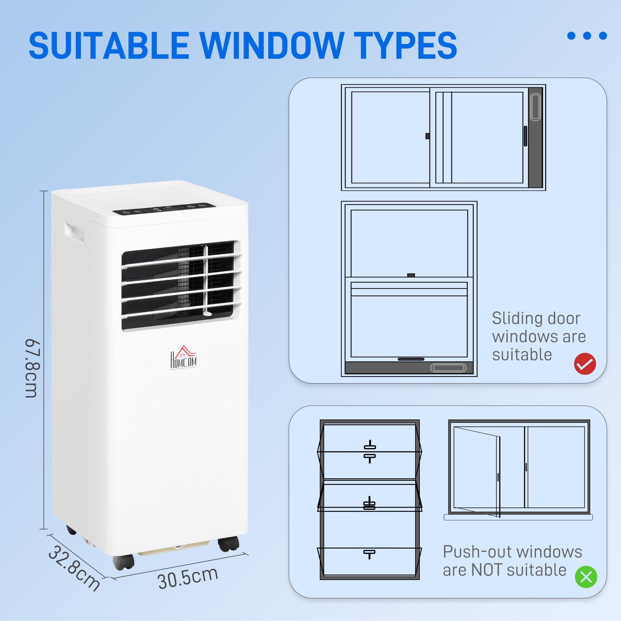 HOMCOM 7000 BTU Air Conditioning Unit, 3-in-1 Portable Air Conditioner, Dehumidifier, Cooling Fan with 2 Speeds, 24H Timer, Remote Control, Digital Display, Window Venting Kit, 15m² 