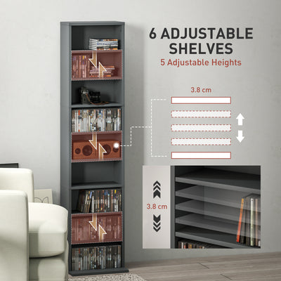HOMCOM 260 Narrow CD Storage Unit - Grey 