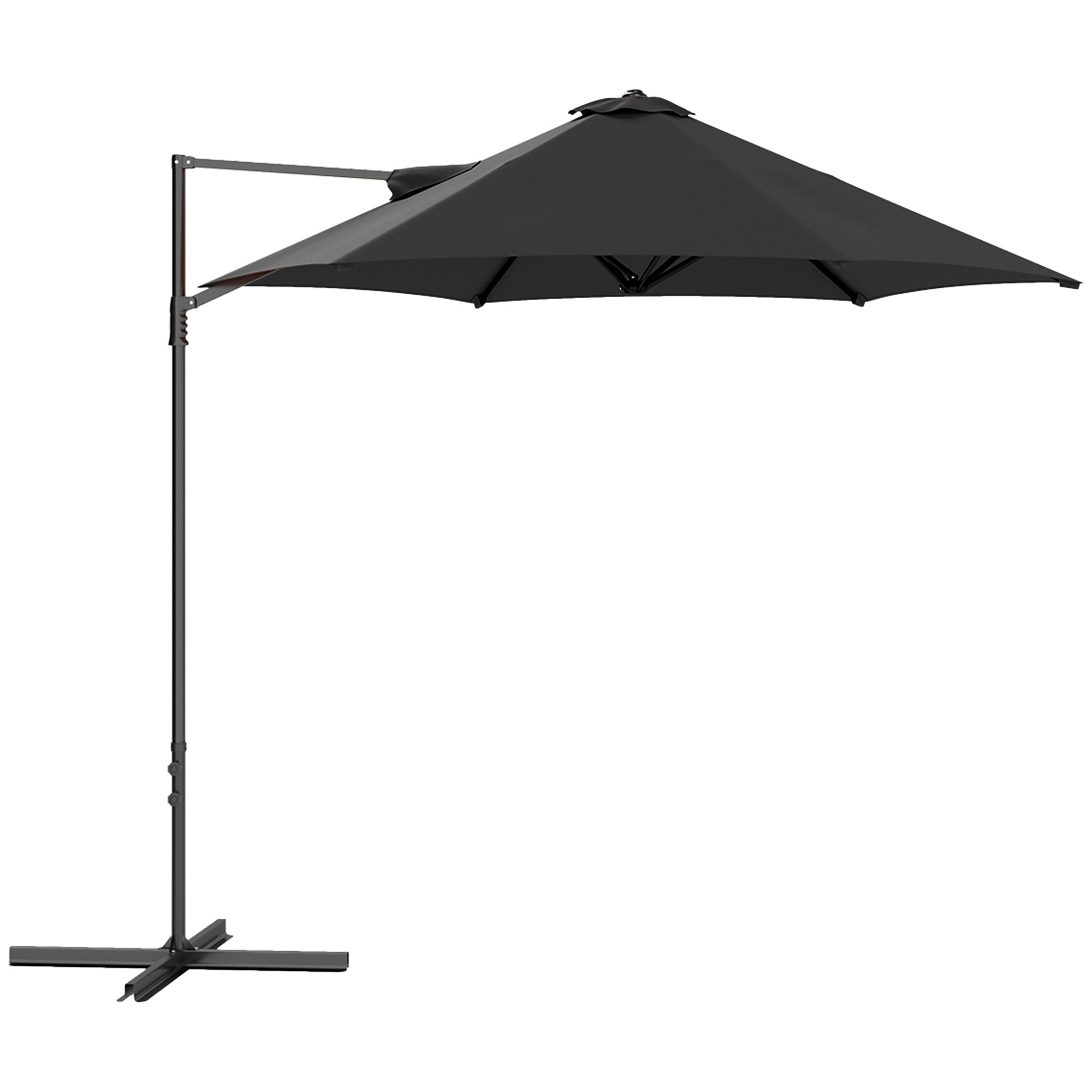 Outsunny 2.5m Rotating Cantilever Parasol - Black 