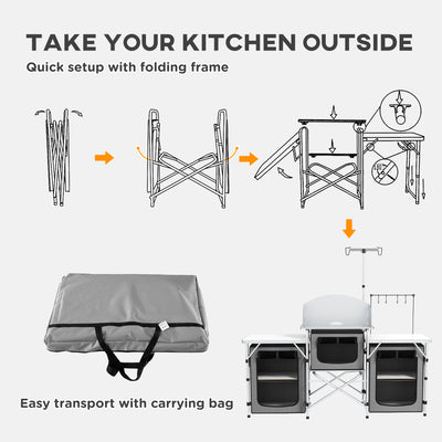 Outsunny Multi-Storage Portable Camping Kitchen, with Carry Bag 