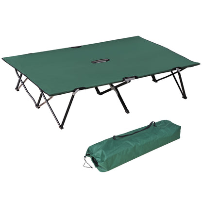 Outsunny Double Camping Cot Bed, with Bag - Green 