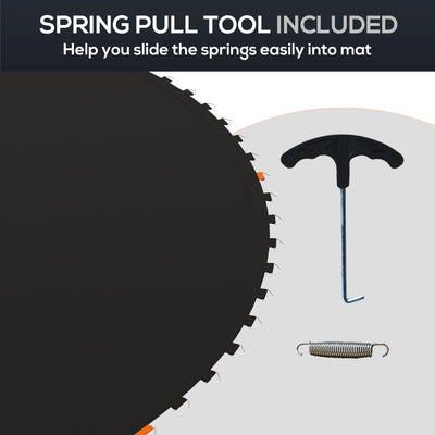 SPORTNOW Replacement Trampoline Mat with Spring Pull Tool, 72 V-Hooks, for 12ft Trampoline using 14cm Springs, Black 