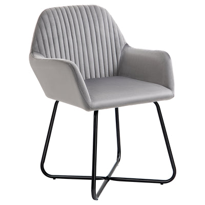 HOMCOM Modern Arm Chair Upholstered Accent Chair with Metal Base for Living Room Grey 