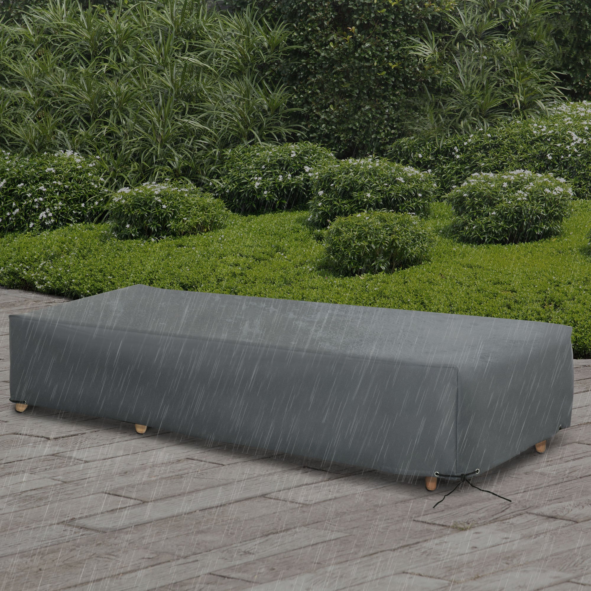 Outsunny 200x73cm Outdoor Garden Rattan Furniture Protective Cover Water UV Resistant Grey 
