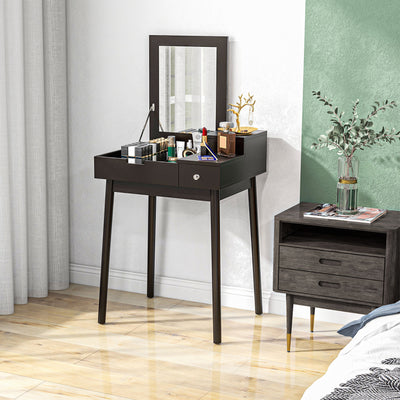 HOMCOM Dressing Table with Flip-up Mirror, Makeup Desk with 2 Drawers, Vanity Table Writing Desk for Bedroom Living Room, Black 