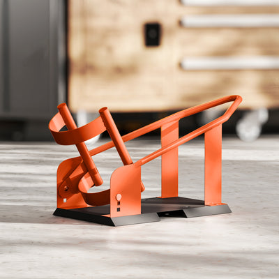 HOMCOM Motorcycle Wheel Chock, 816.5 kg Capacity Heavy Duty Steel Motorcycle Front Wheel Chock Holder with 3 Height Adjustable Holes, Fits 381-533.4 mm Wheels, Orange 