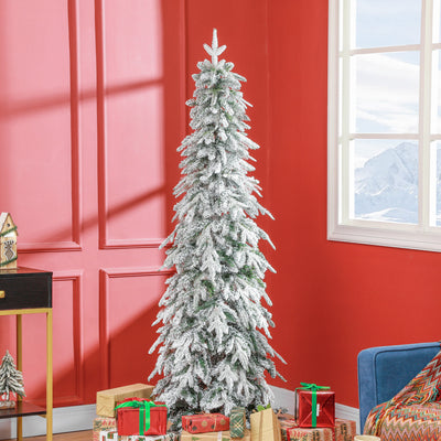 HOMCOM 6ft Snow-Covered Unlit Artificial Christmas Tree 