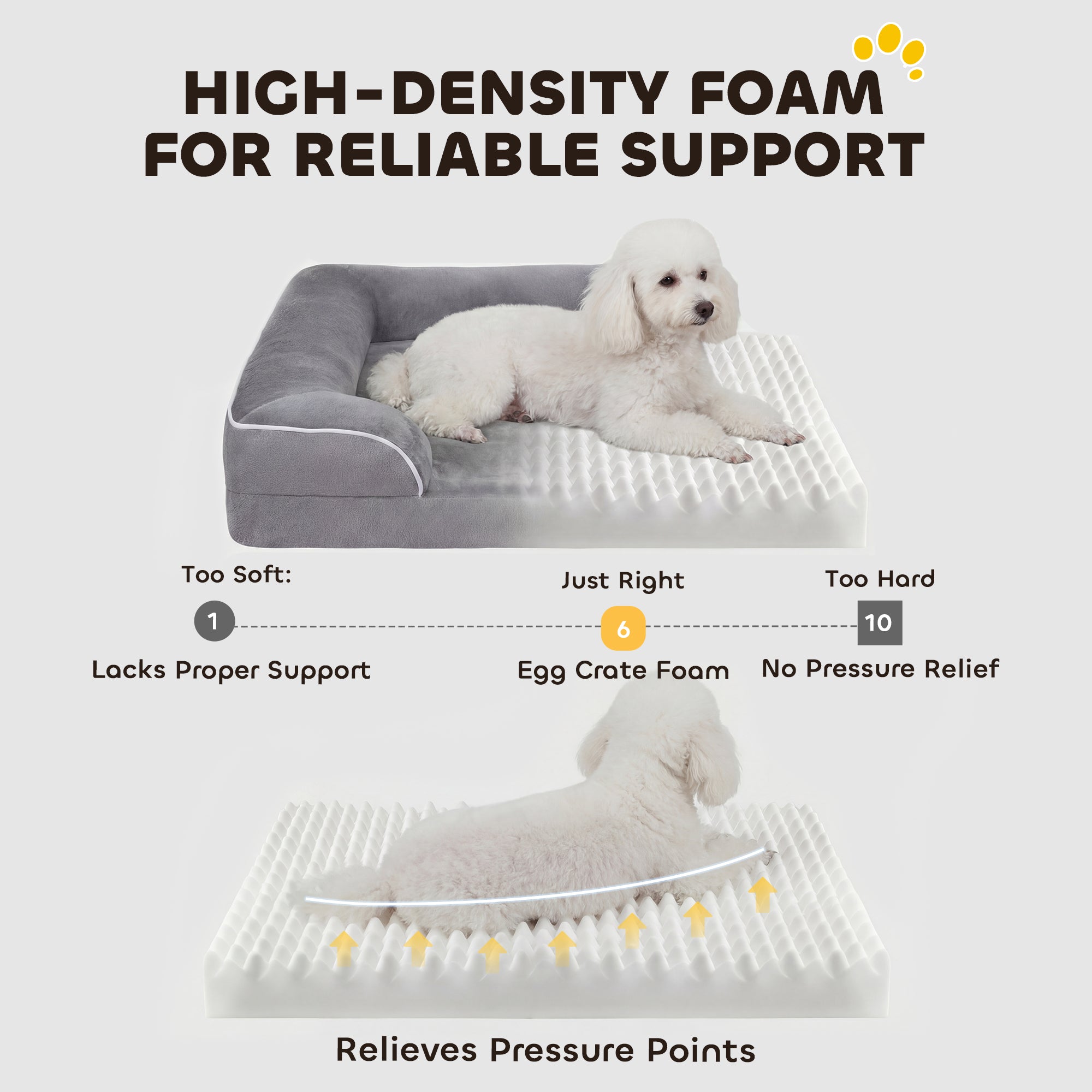 PawHut Dog Sofa Bed, Washable Pet Bed with Removable Cover and Non-Slip Bottom for Cats and Small Dogs, Grey 
