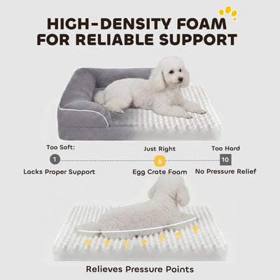 PawHut Dog Sofa Bed, Washable Pet Bed with Removable Cover and Non-Slip Bottom for Cats and Small Dogs, Grey 