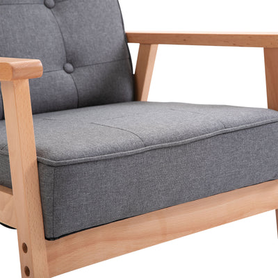 HOMCOM Minimalistic Wooden Frame Accent Chair, with Padded Seat - Dark Grey 