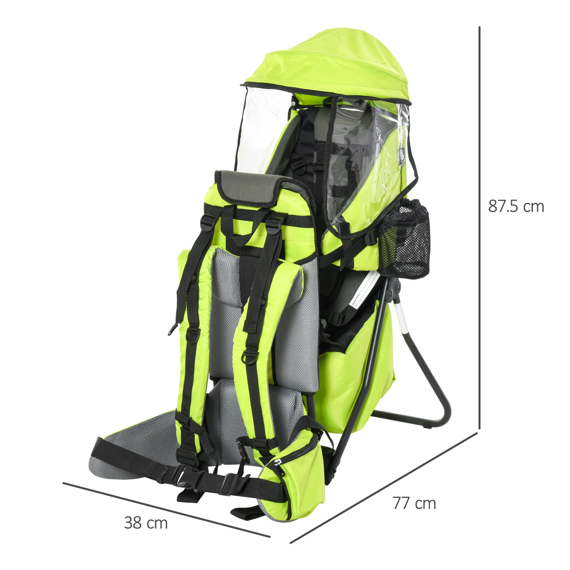 HOMCOM Baby Hiking Backpack Carrier Child Carrier with Ergonomic Hip Seat Detachable Rain Cover Adjustable Straps Stand for Toddler 6 - 36 Months Green 