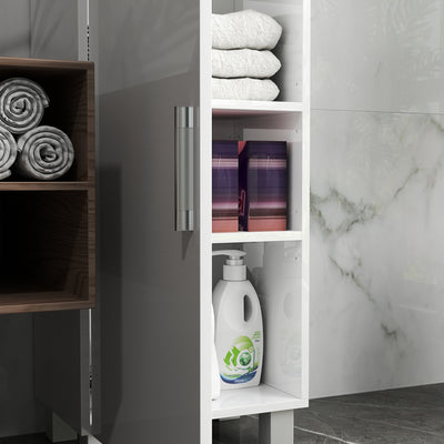 HOMCOM Tall Bathroom Cabinet, Freestanding Bathroom Cabinet with Adjustable Shelves and Double Doors 