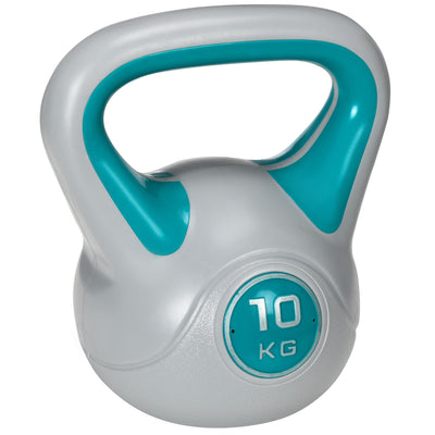 SPORTNOW Kettlebell, 10kg Kettle Bells with Handle for Home Gym Weight Lifting and Strength Training, Light Blue and Grey 