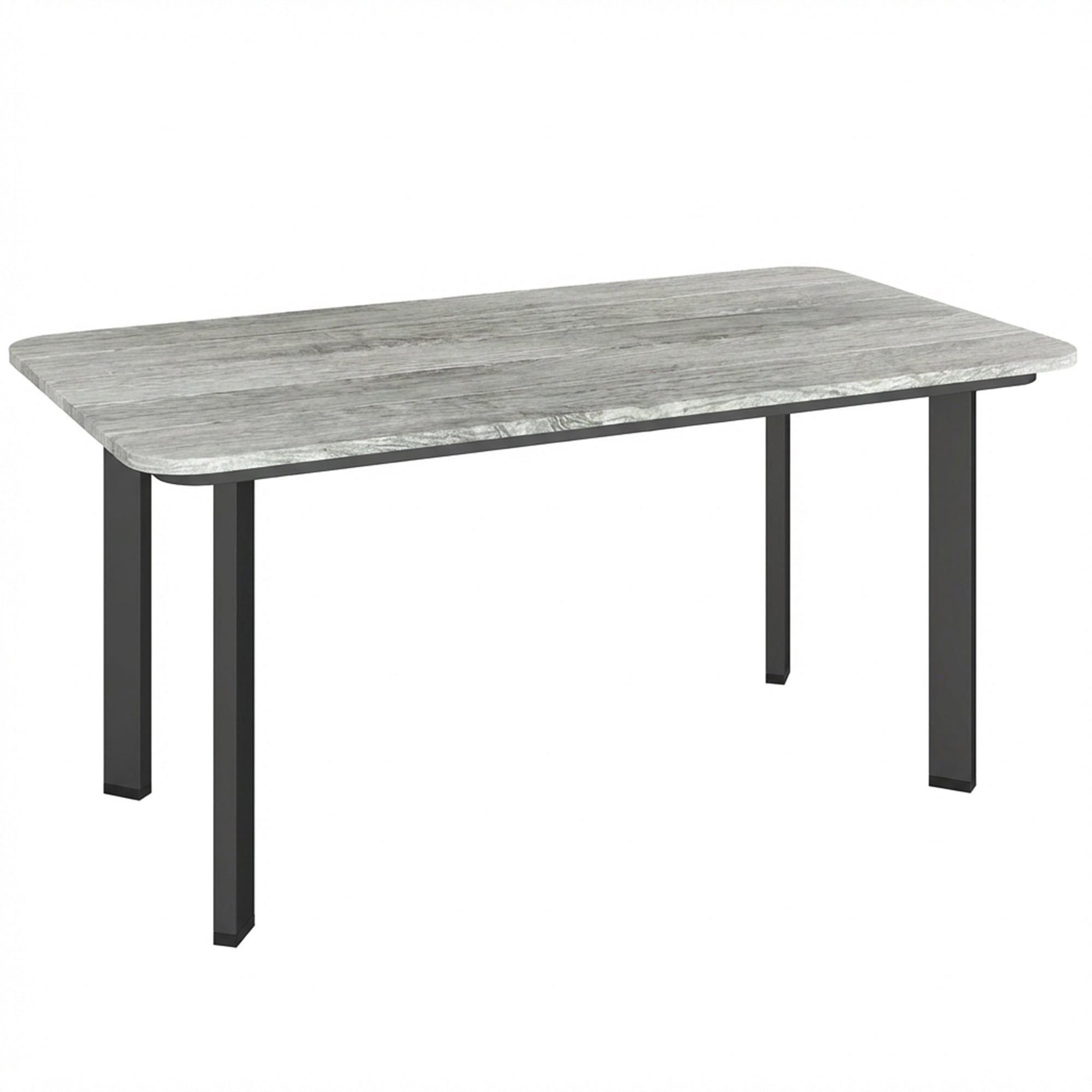 Outsunny Outdoor Garden Coffee Table, Garden Table with Slatted Wood Plastic Composite Top and Metal Frame, Grey 
