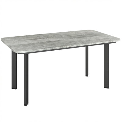 Outsunny Outdoor Garden Coffee Table, Garden Table with Slatted Wood Plastic Composite Top and Metal Frame, Grey 