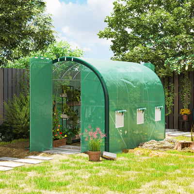 Outsunny 3 x 2(m) Polytunnel Greenhouse, with Windows and Doors - Green 