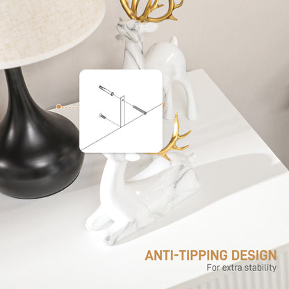 HOMCOM Set of 2 Elegant Chest of Three Drawers - White/Gold-Tone