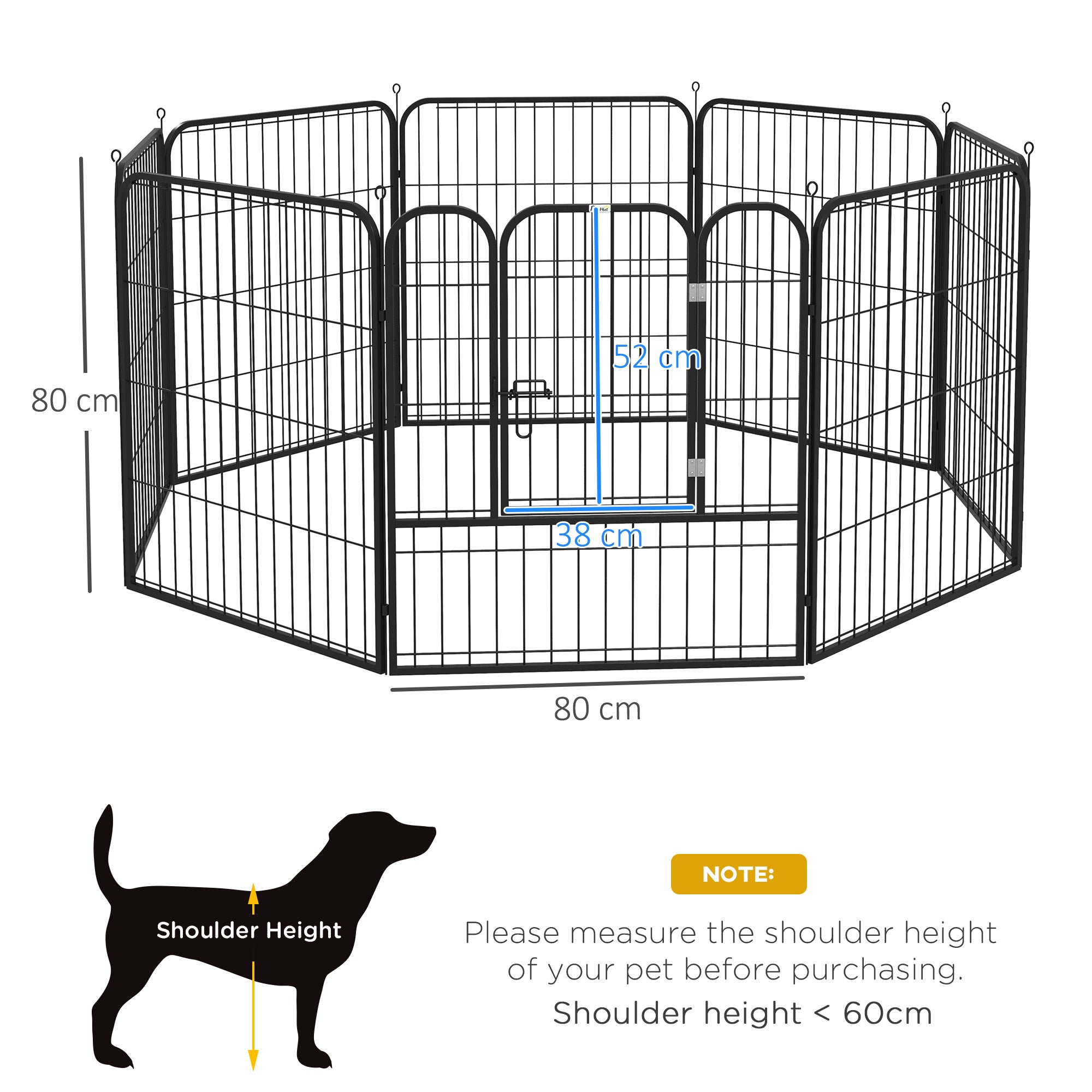 PawHut 8 Panels Heavy Duty Puppy Playpen, for Small and Medium Dogs, Indoor and Outdoor Use - Black 