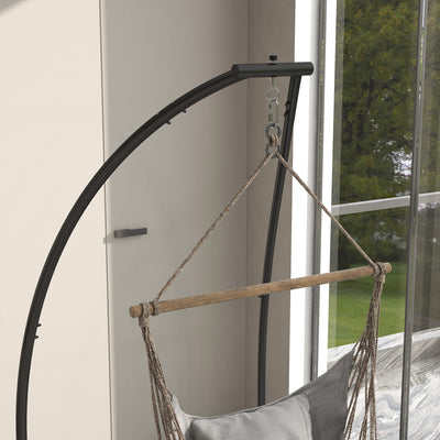 Outsunny Hammock Chair Stand, C Shape Hanging Heavy Duty Metal Frame Hammock Stand for Hanging Hammock Air Porch Swing Chair, Indoor & Outdoor Use, Black 