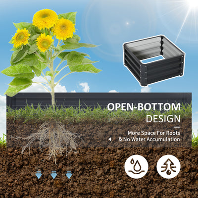Outsunny Set of Two 60 x 60cm Steel Planter Boxes - Grey 