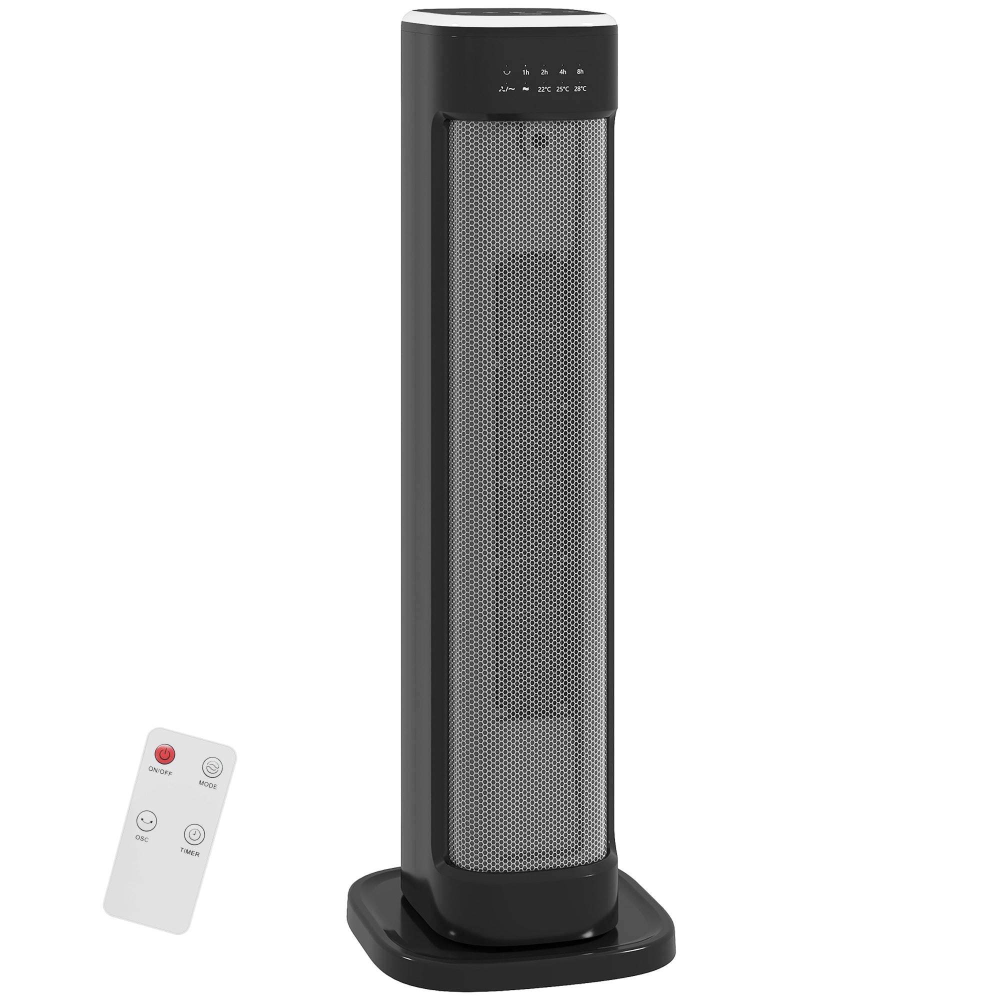 HOMCOM 2000W Ceramic Electric Heater with 3 Heat Settings, Timer - Black 