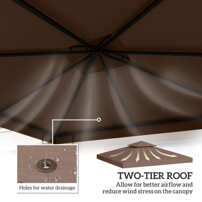 Outsunny 3x3 m Double-Tier Canopy Top Replacement-Coffee 