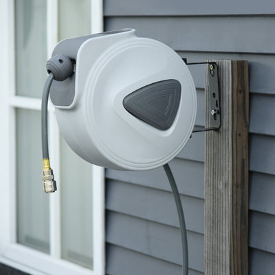 DURHAND Retractable Air Hose Reel 10m+ 90cm Hose Diameter 3/ 8" 9.5mm, Hose Connector 1/ 4" BSP, Wall Mount Auto Rewind Hose- Reel 