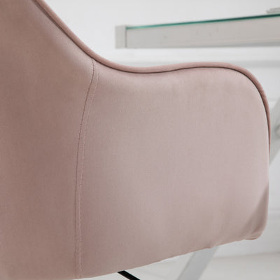 Vinsetto Velvet Office Chair, Desk Chair, Makeup Vanity Chair with Massage Lumbar Pillow and Rolling Wheels for Bedroom and Home, Pink 