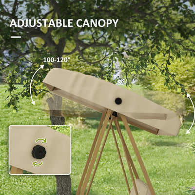 Outsunny Three-Seat Garden Swing Chair, with Adjustable Canopy - Beige 