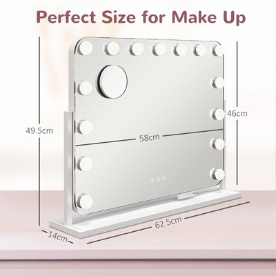 HOMCOM 14 LED bulb Tabletop Makeup Mirror, with Adjustable Settings 
