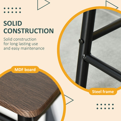 HOMCOM Bar Table Set, Bar Table and Stools Set, Footrest and Storage Shelf, for Kitchen, Dining Room, Pub, Cafe, Black and Oak 