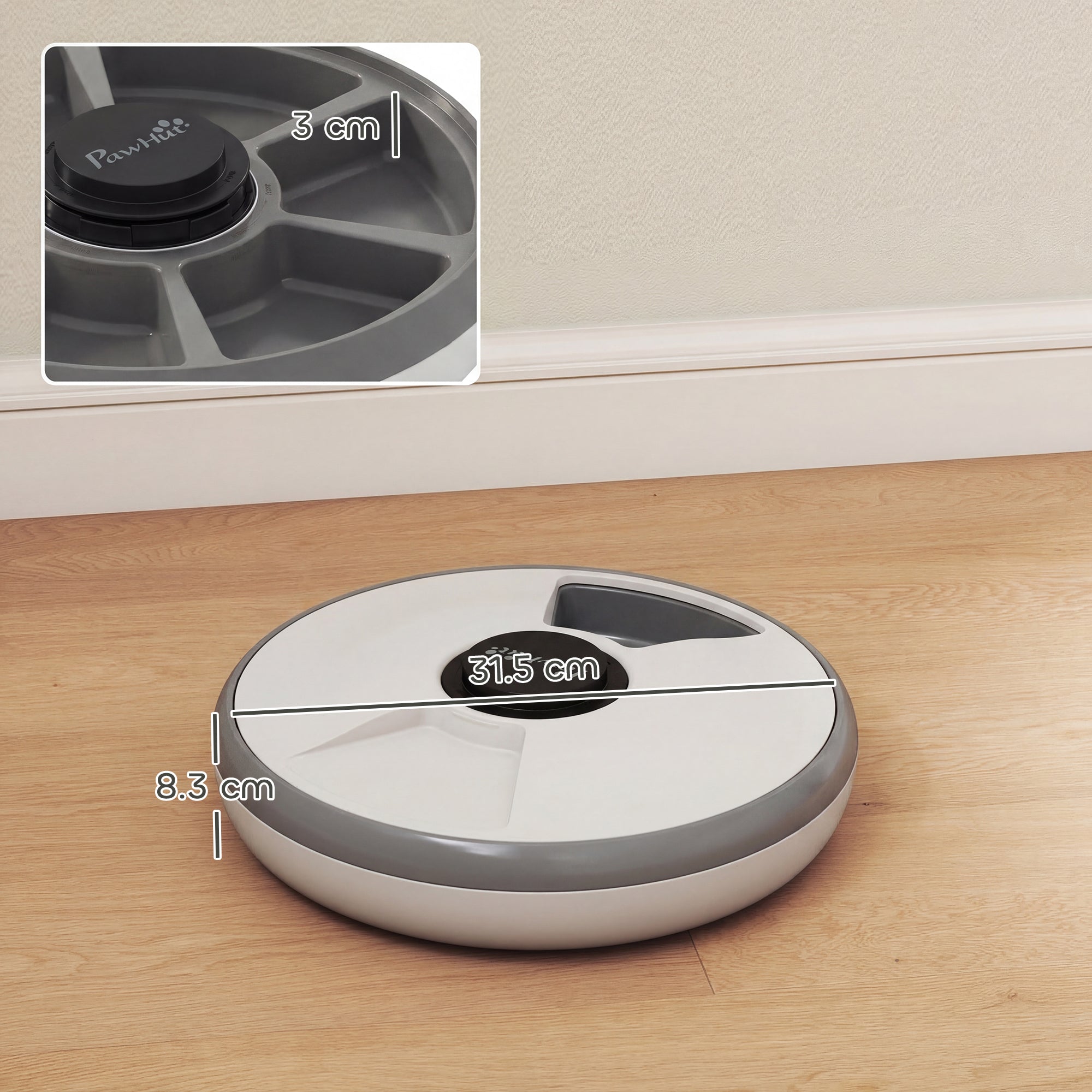PawHut Automatic Cat Feeder Programmable Timer for Dry Wet Food Cat Food Dispenser with Ice Pack for 6 Meals 