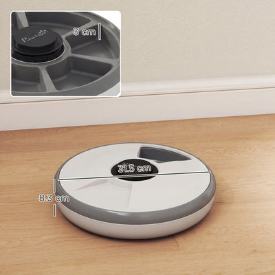 PawHut Automatic Cat Feeder Programmable Timer for Dry Wet Food Cat Food Dispenser with Ice Pack for 6 Meals 