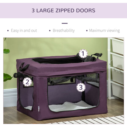 PawHut 48.5cm Pet Carrier, with Cushion, for Miniature Dogs - Purple 