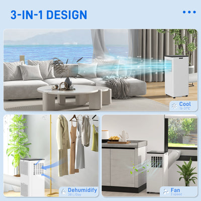HOMCOM 9,000 BTU App-Controlled Mobile Air Conditioner, 20m\'c2\'b2 Radius - White 
