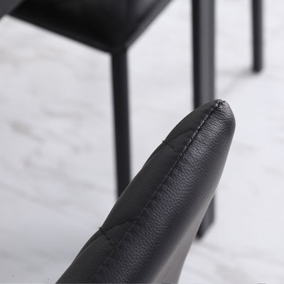 HOMCOM Modern Dining Chairs Upholstered Faux Leather Accent Chairs with Metal Legs for Kitchen, Set of 4, Black 