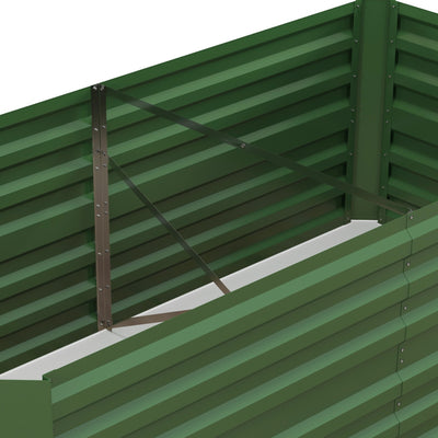Outsunny Set of 2 Raised Beds for Garden, Galvanised Steel Outdoor Planters with Multi-reinforced Rods for Vegetables, Plants, Flowers and Herbs, 180 x 90 x 59 cm, Green 